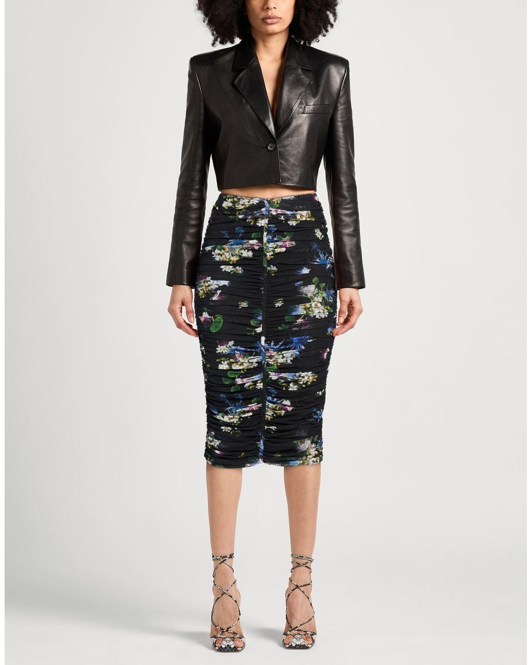 Blumarine Black Midi Skirt Polyamide, Elastane
