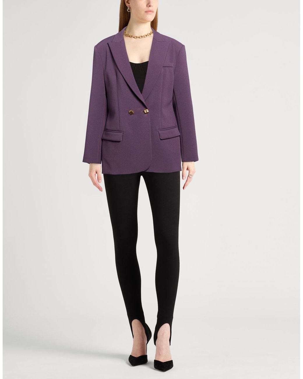 Elisabetta Franchi Purple Blazer Polyester, Elastane