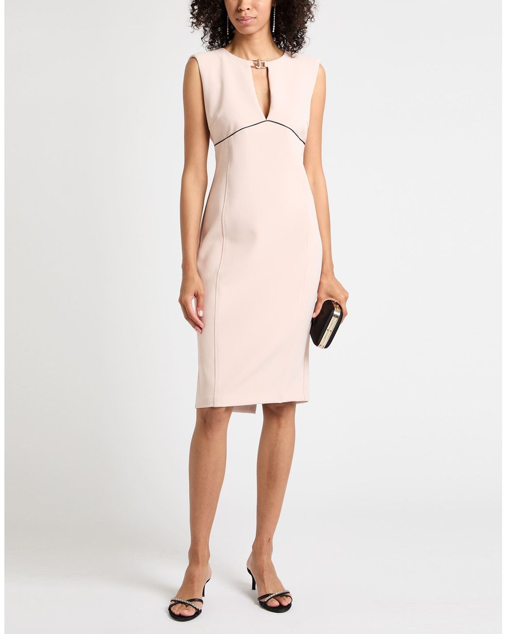 Liu Jo Pink Blush Midi Dress Polyester, Elastane