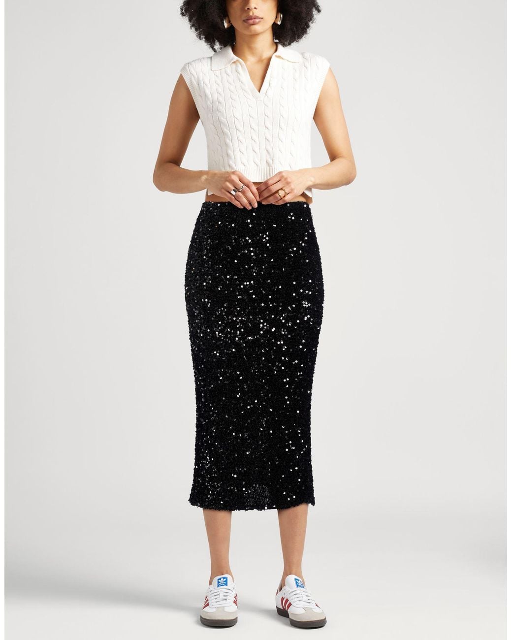 Kontatto Black Midi Skirt Polyester