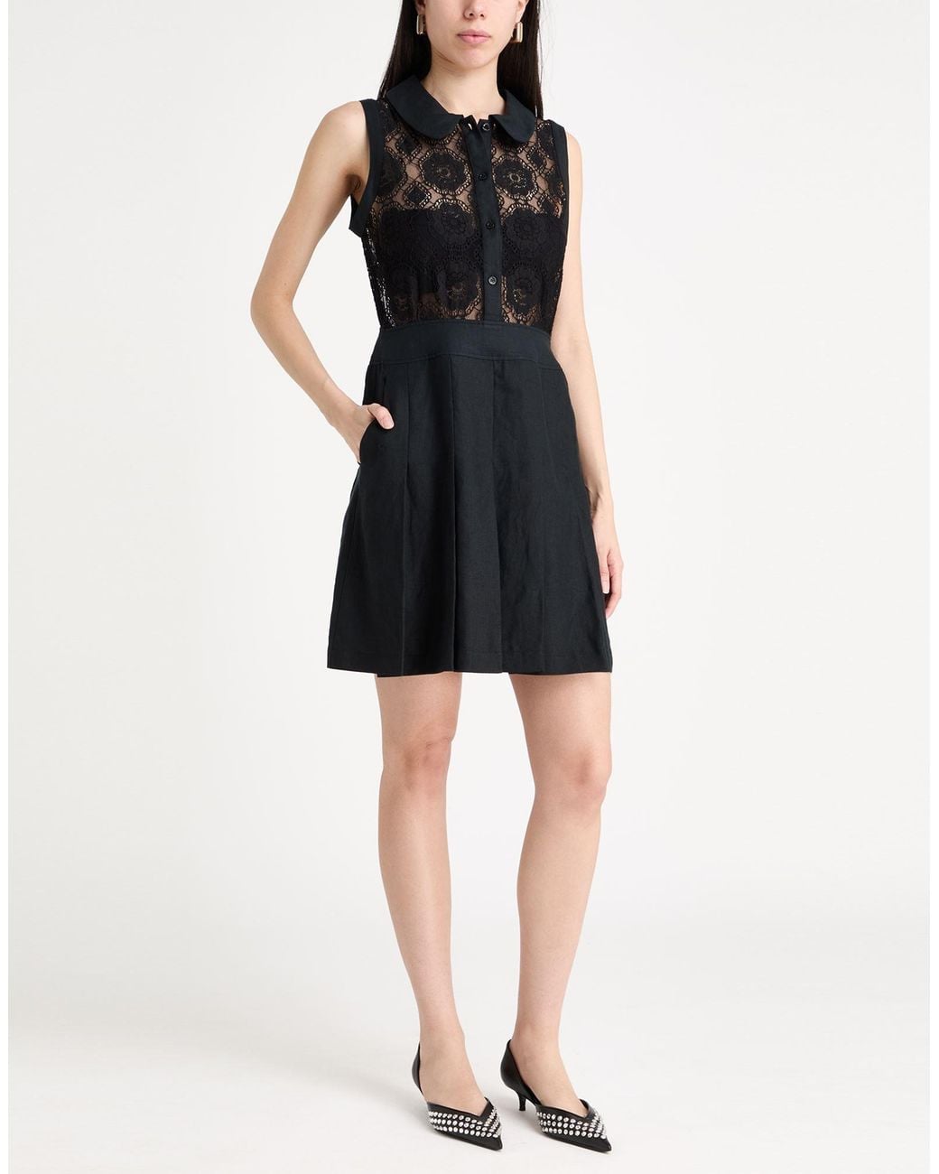 Boutique Moschino Black Mini Dress Cotton, Polyamide, Linen