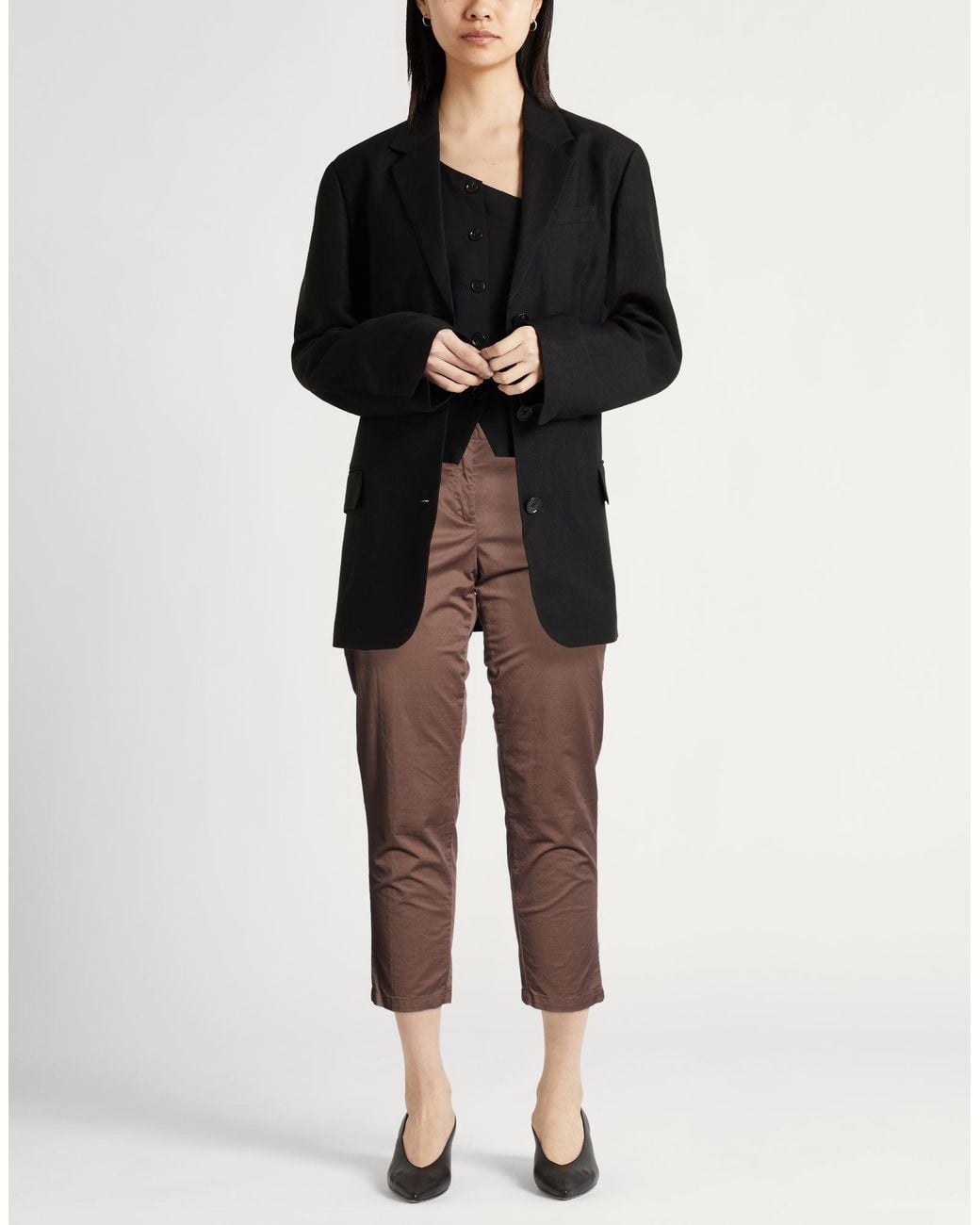 White Sand Brown Dark Pants Cotton, Elastane