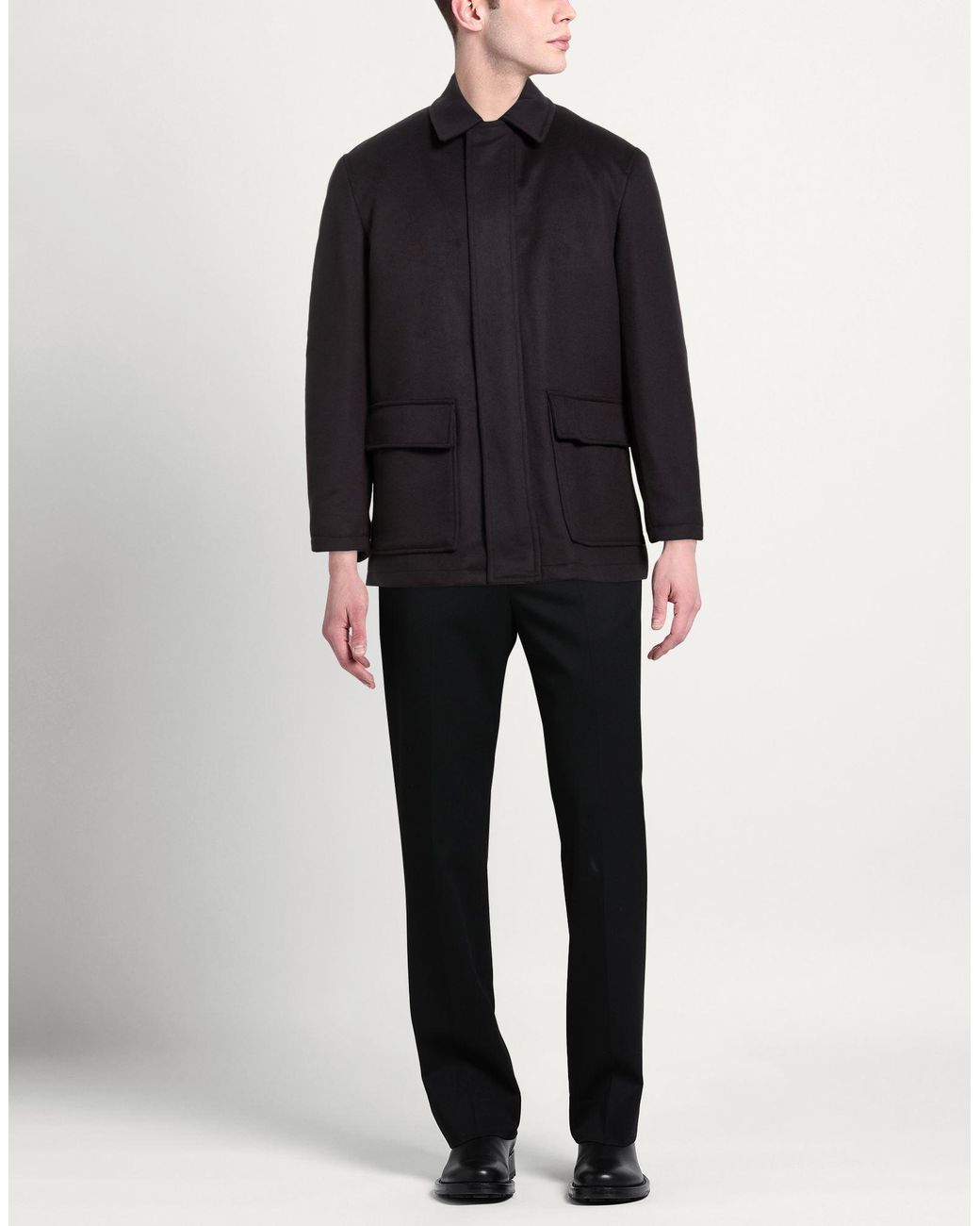 Sartoria Latorre Black Coat Virgin Wool, Polyamide, Cashmere for men