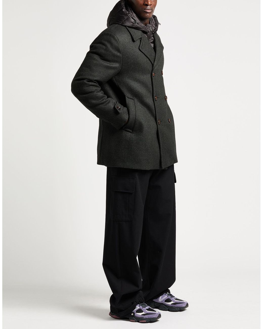 Moorer Black Dark Coat Virgin Wool, Wool, Acrylic, Elastane for men