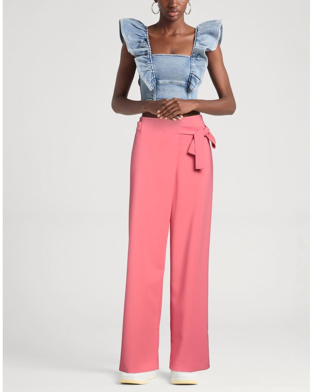 D.exterior Pink Pants Polyester, Elastane