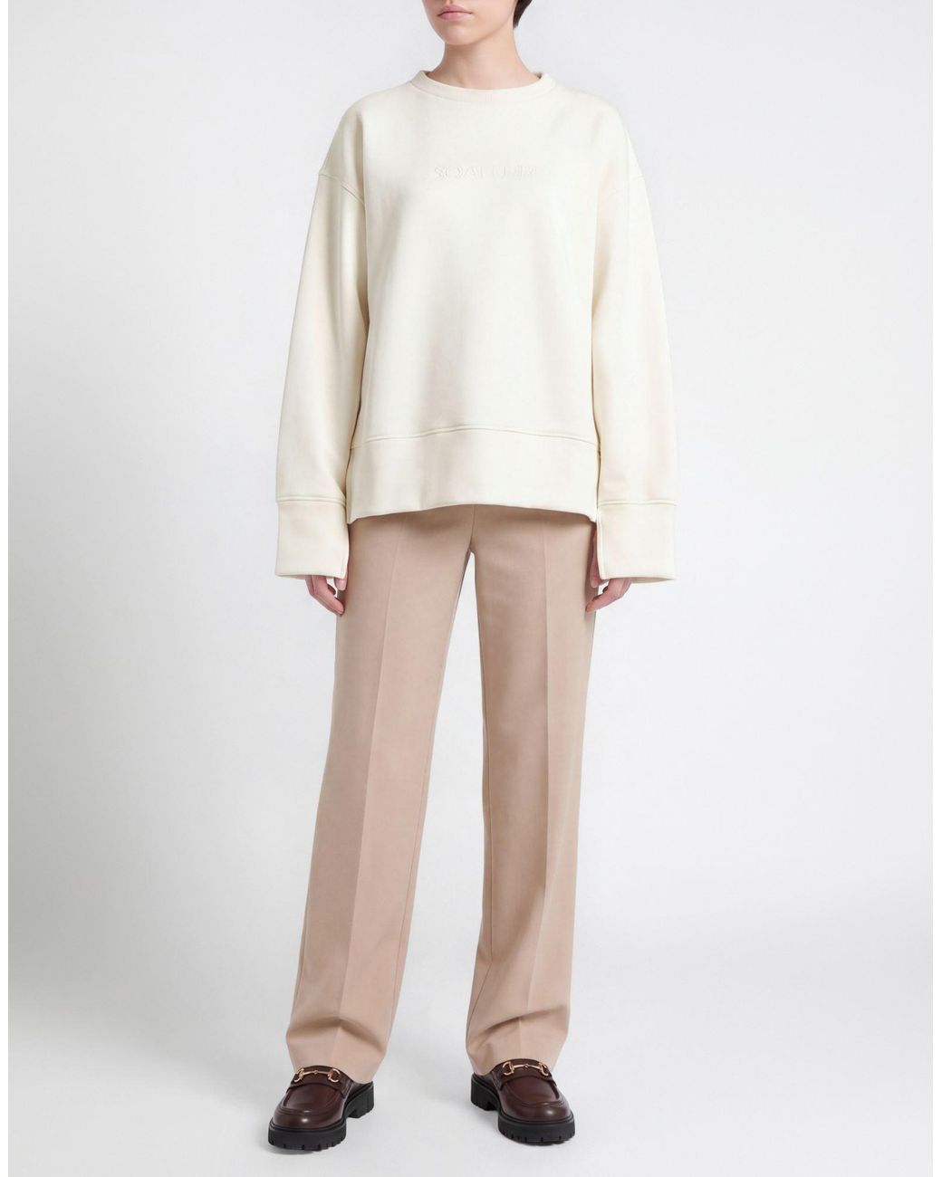 Soallure White Sweatshirt Cotton, Polyester