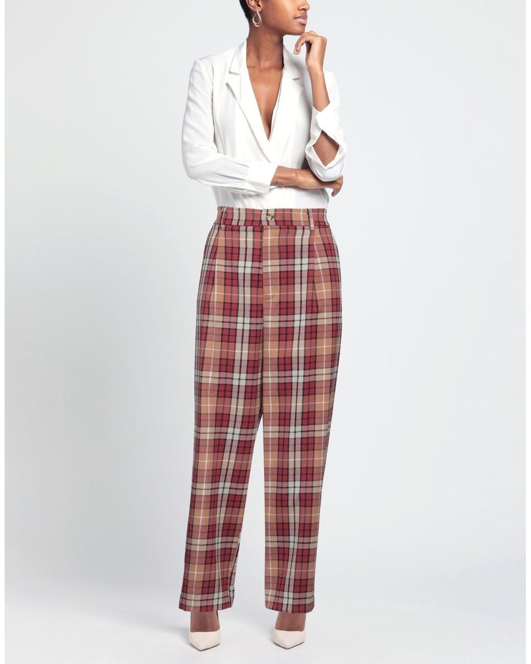 ViCOLO Red Pants Acetate, Viscose