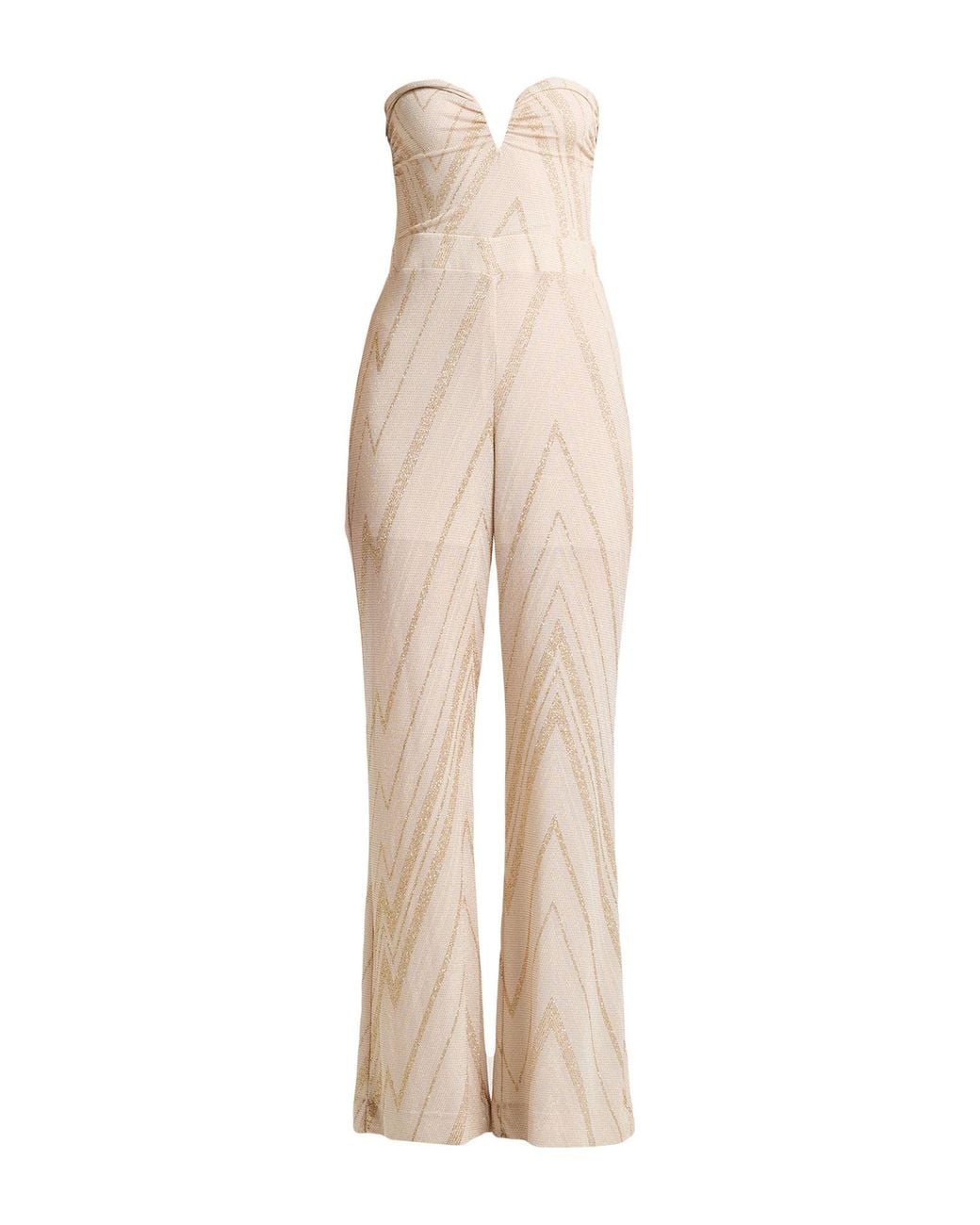 Liu Jo Natural Jumpsuit Polyamide, Metallic Polyester, Elastane