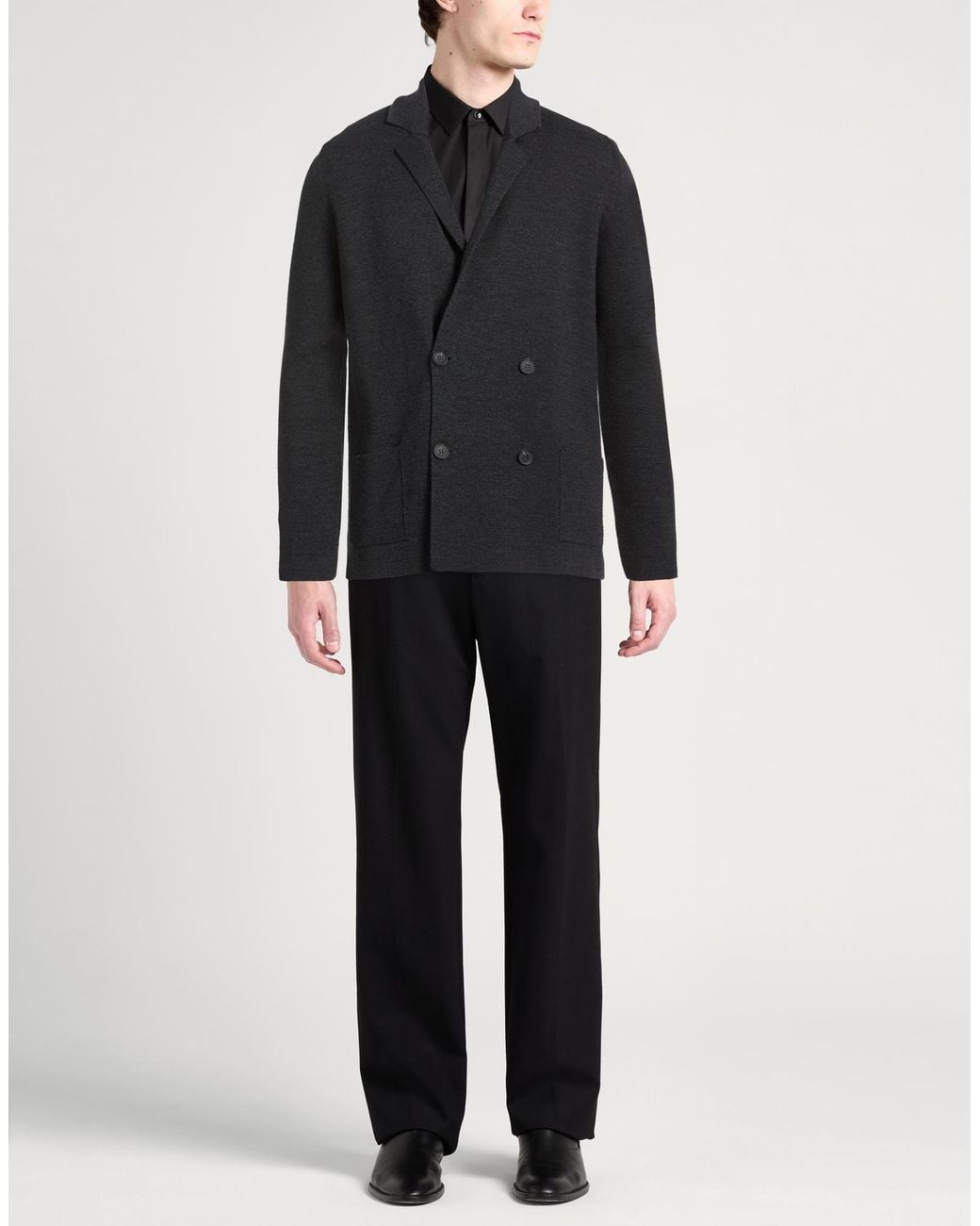 Alpha Studio Black Midnight Blazer Merino Wool for men