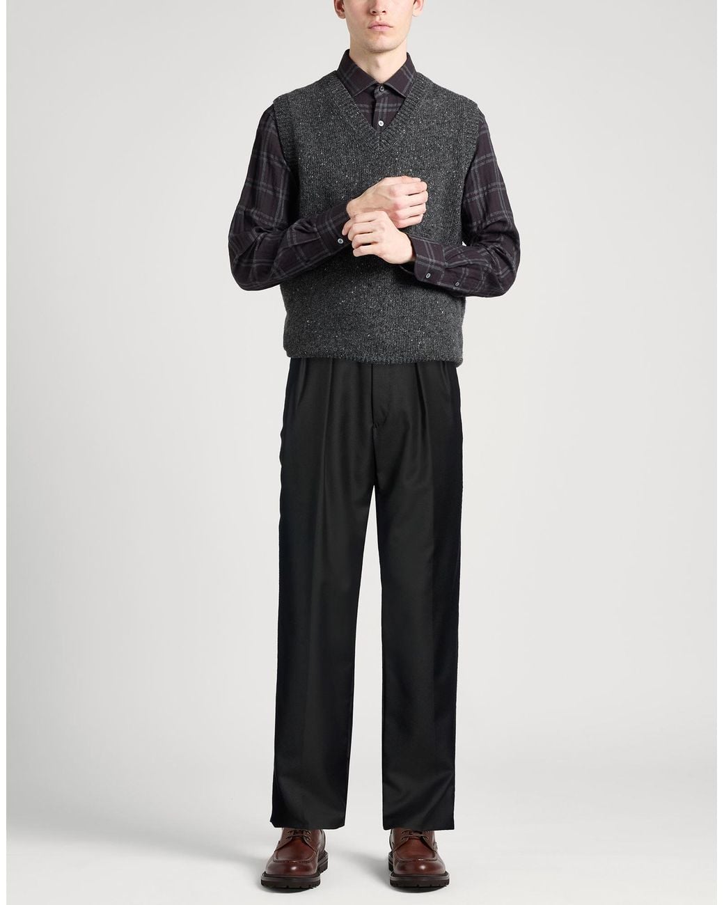 Caruso Black Pants Wool for men