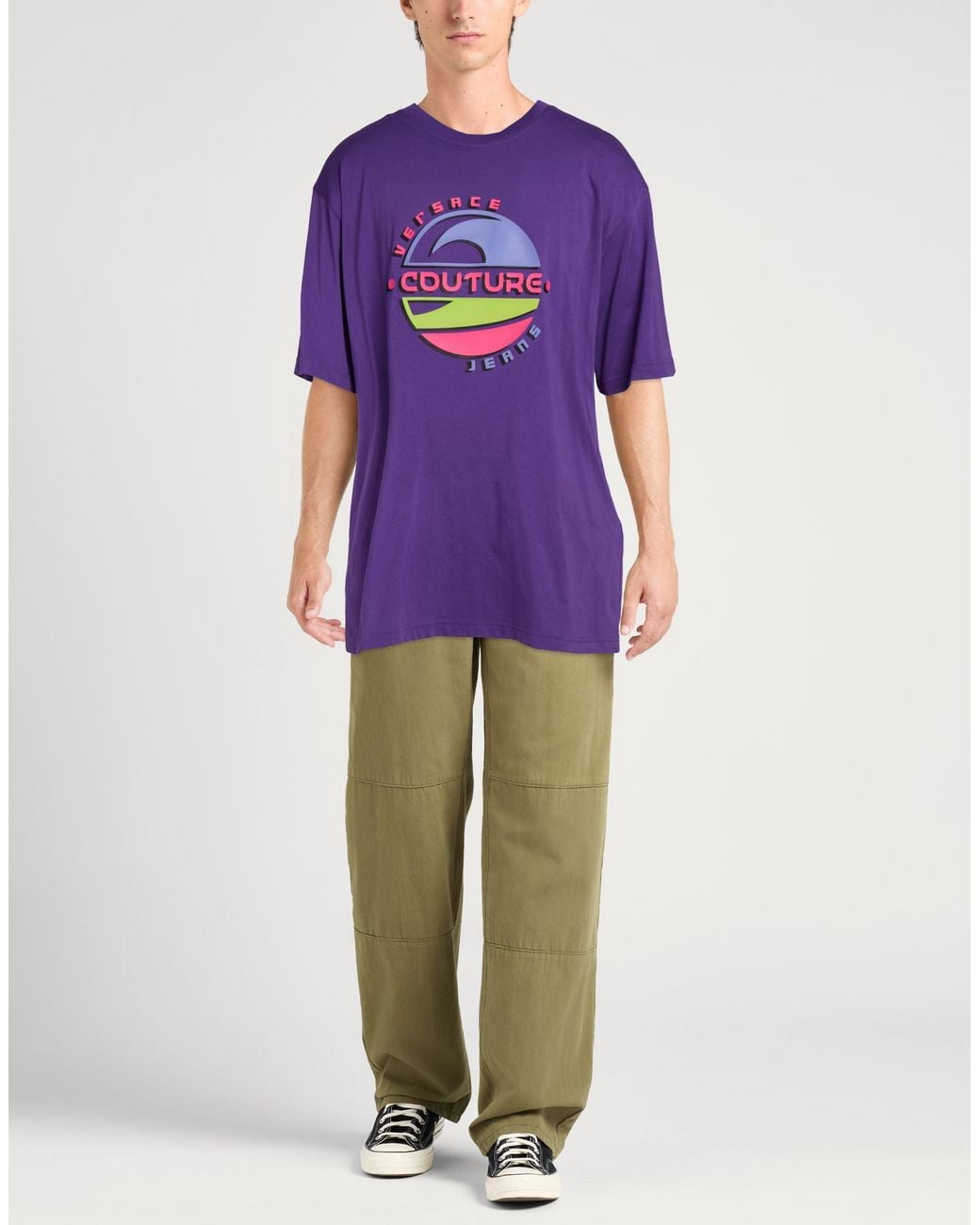 Versace Jeans Couture Purple T-Shirt Cotton for men
