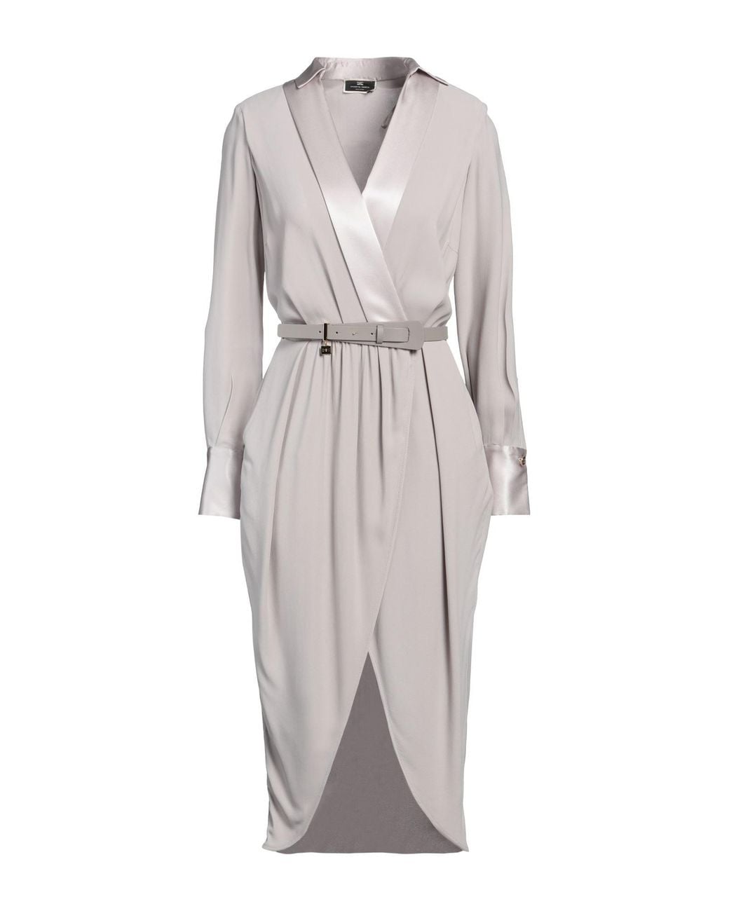Elisabetta Franchi Gray Light Midi Dress Viscose