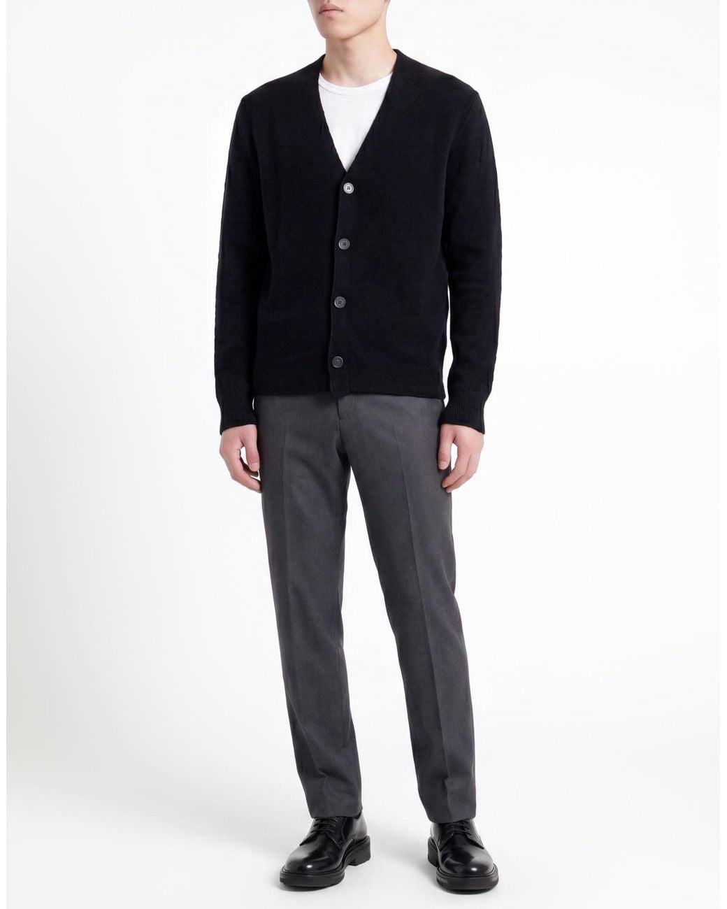 Alpha Studio Black Cardigan Virgin Wool, Polyamide for men