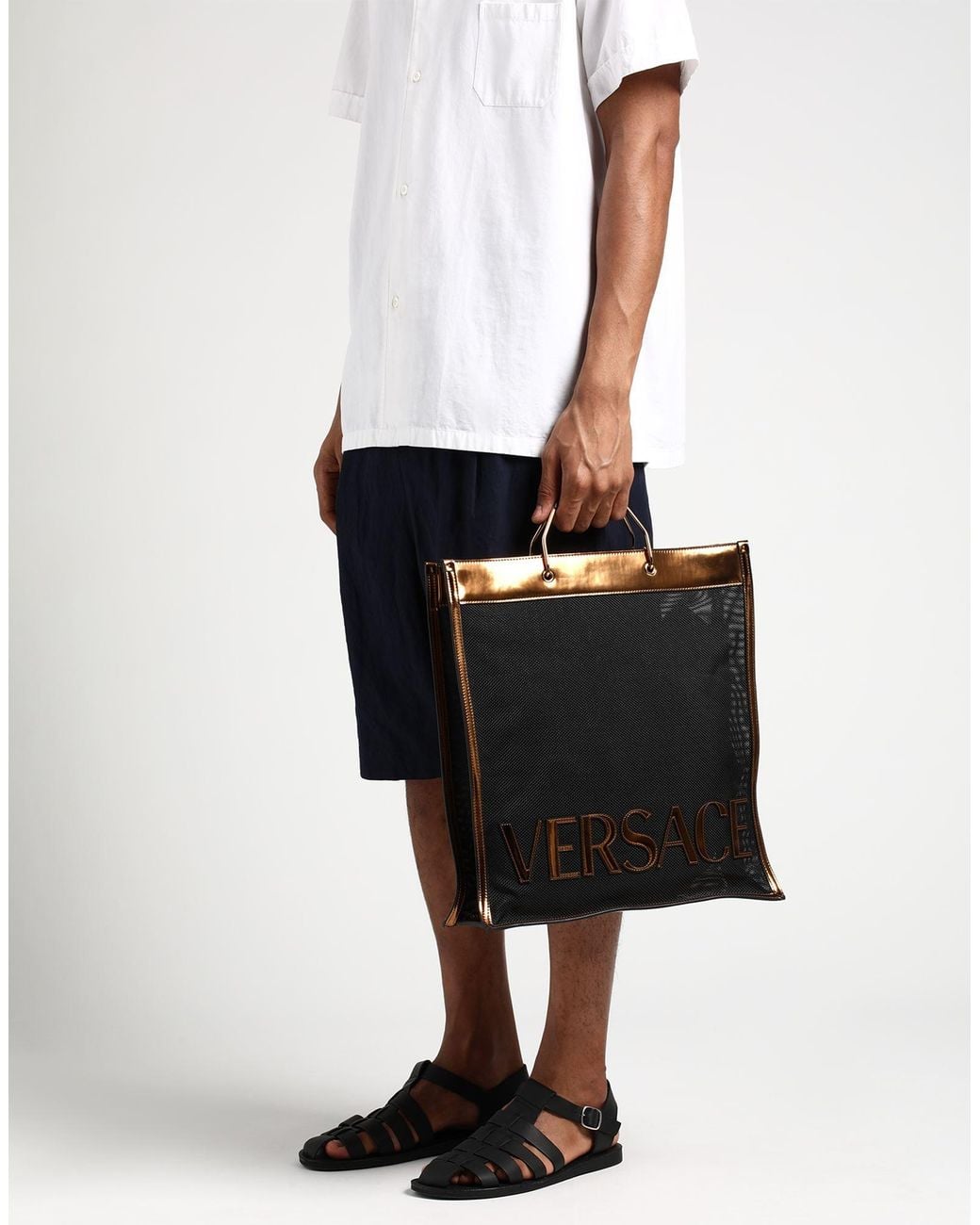 Versace Black Handbag Polyester for men