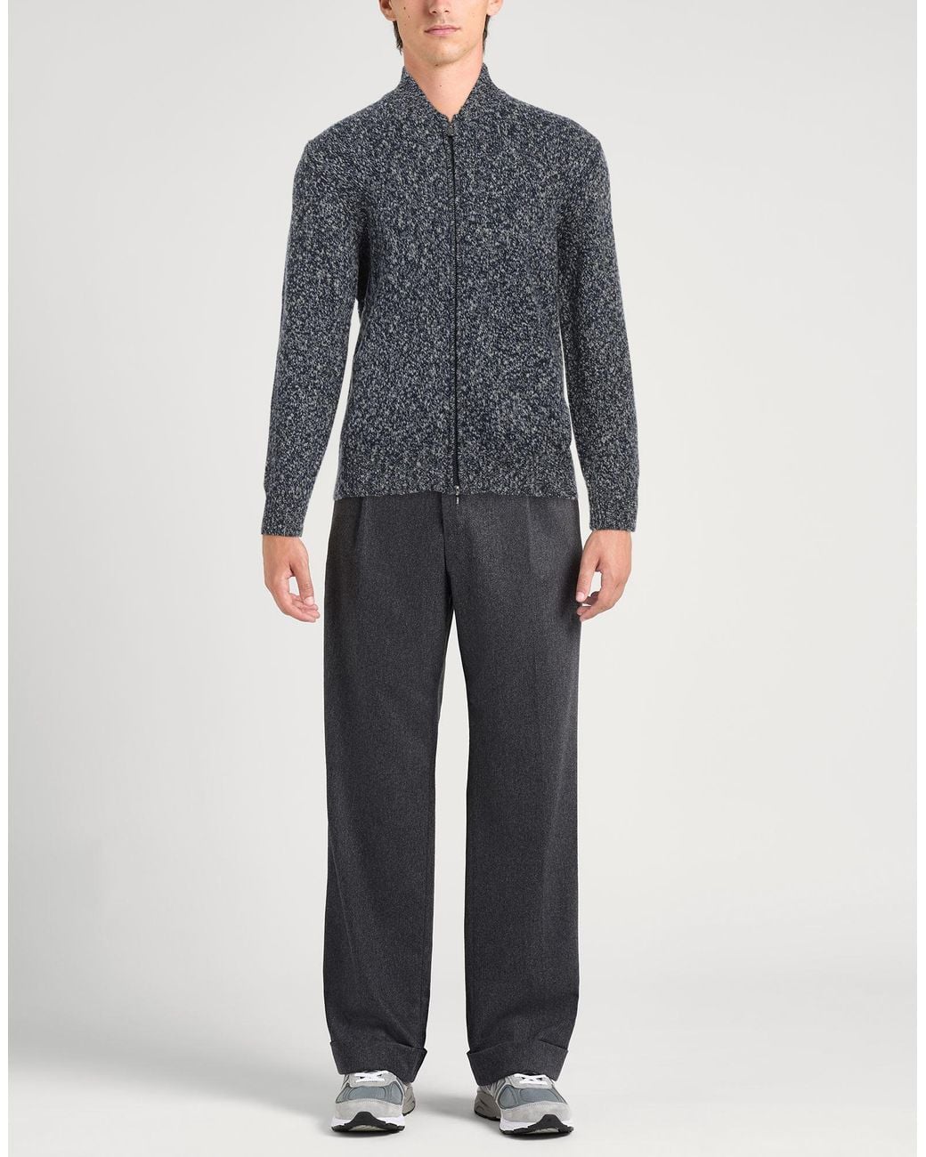 Fedeli Gray Cardigan Wool for men