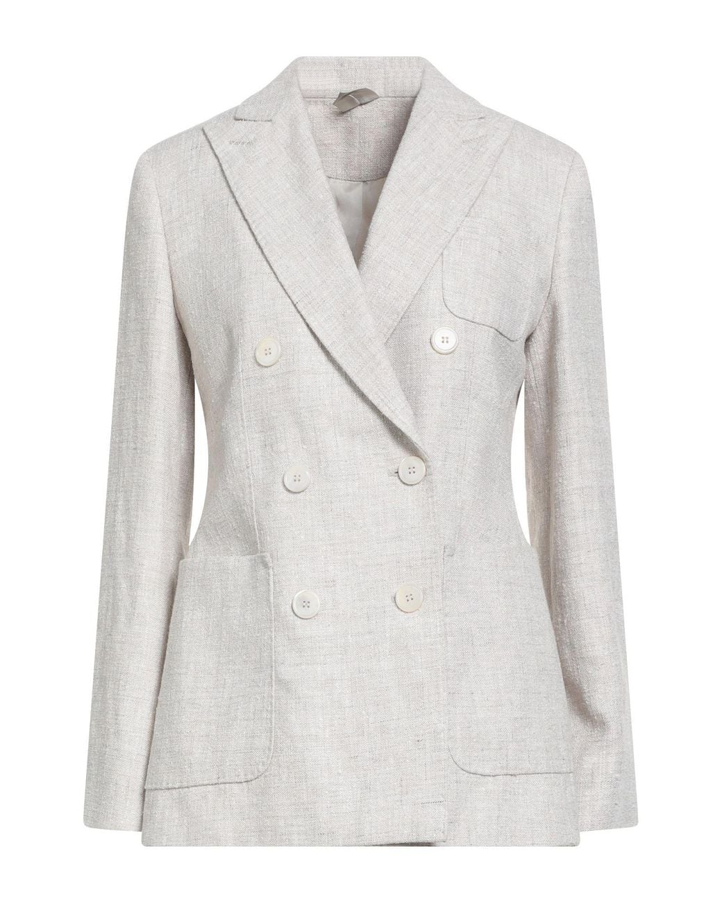 Max Mara White Sand Blazer Linen, Virgin Wool, Polyamide, Silk
