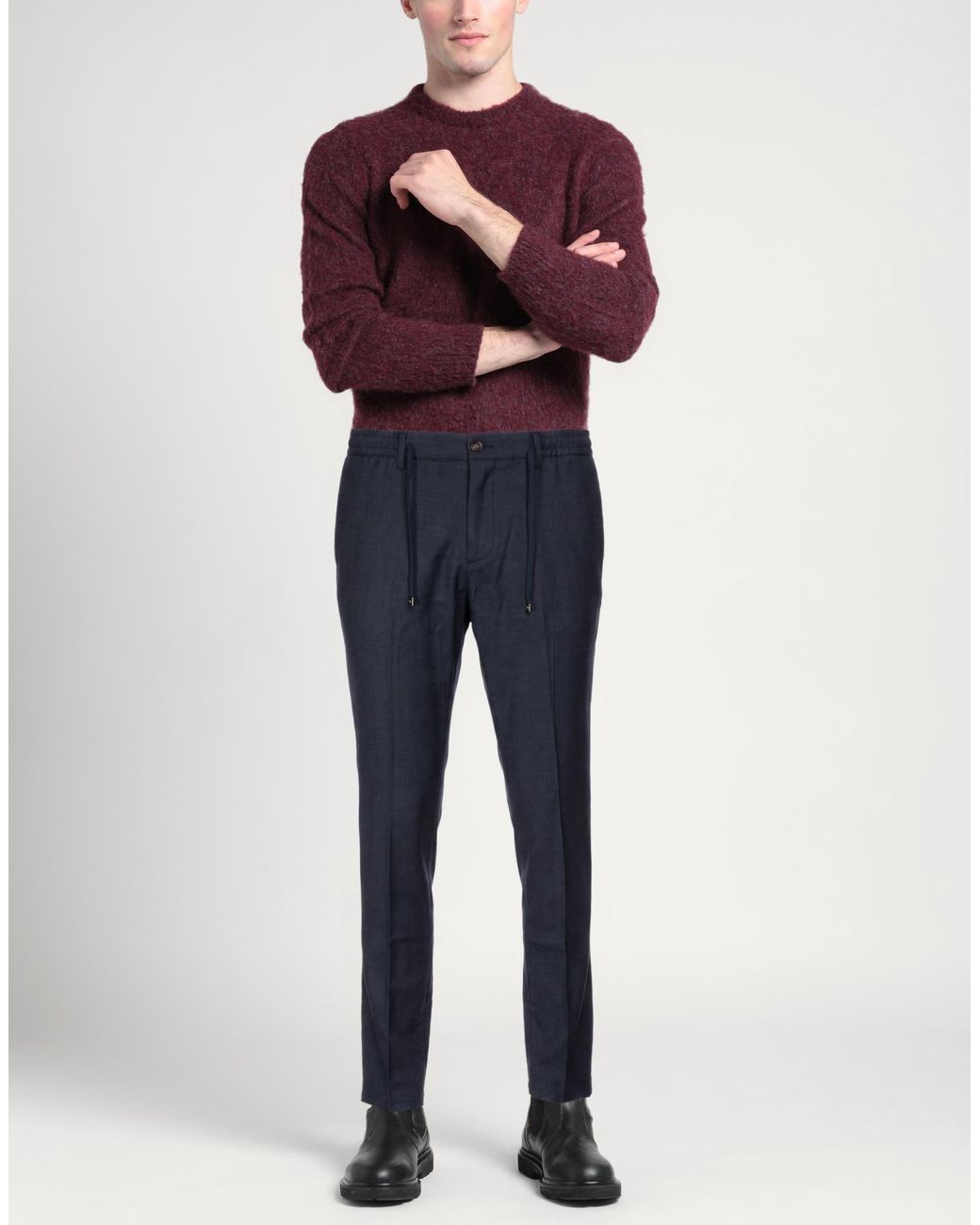 Cruna Blue Pants Virgin Wool, Elastane for men
