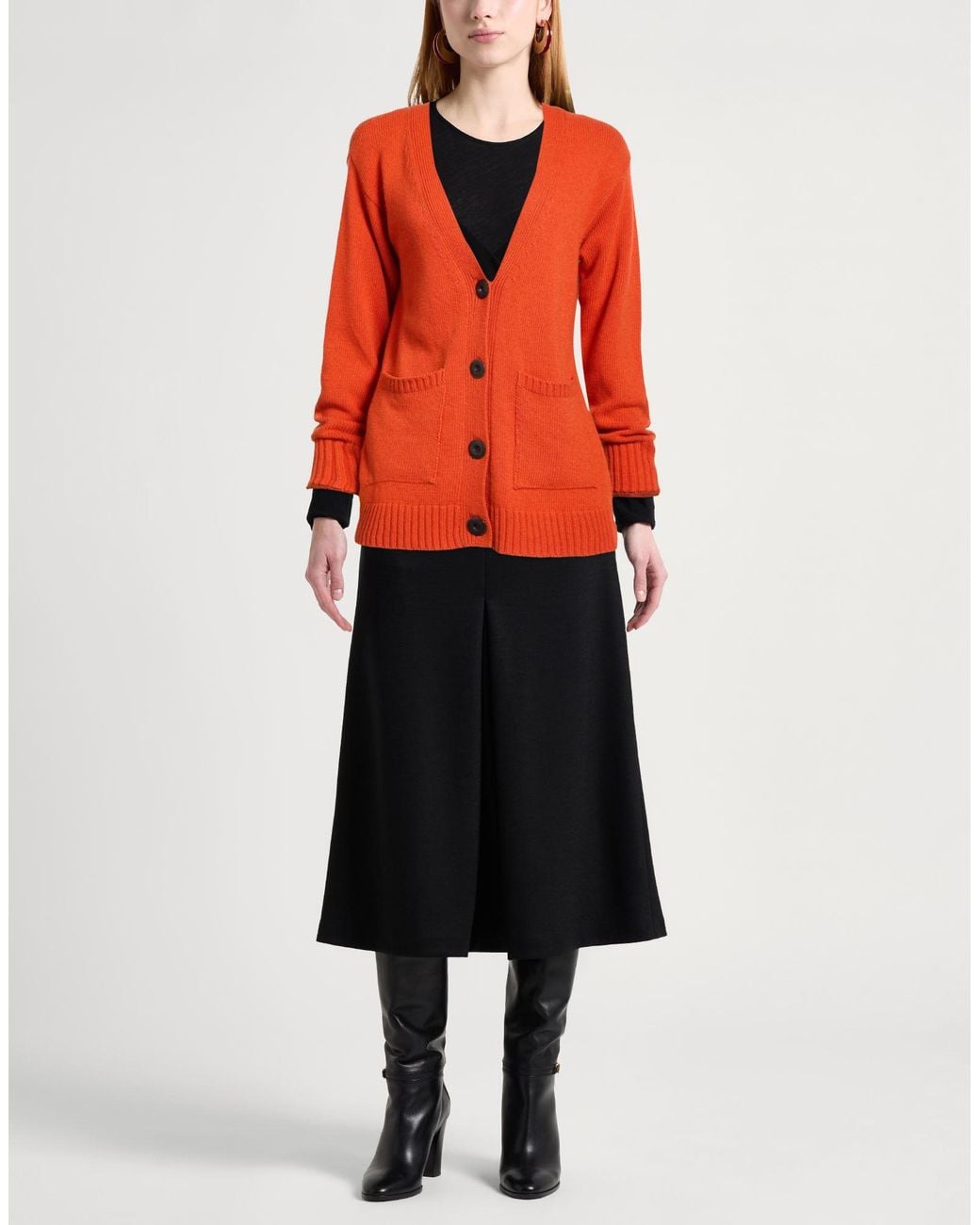 Maliparmi Orange Cardigan Wool, Viscose, Polyamide, Mohair Wool, Acrylic