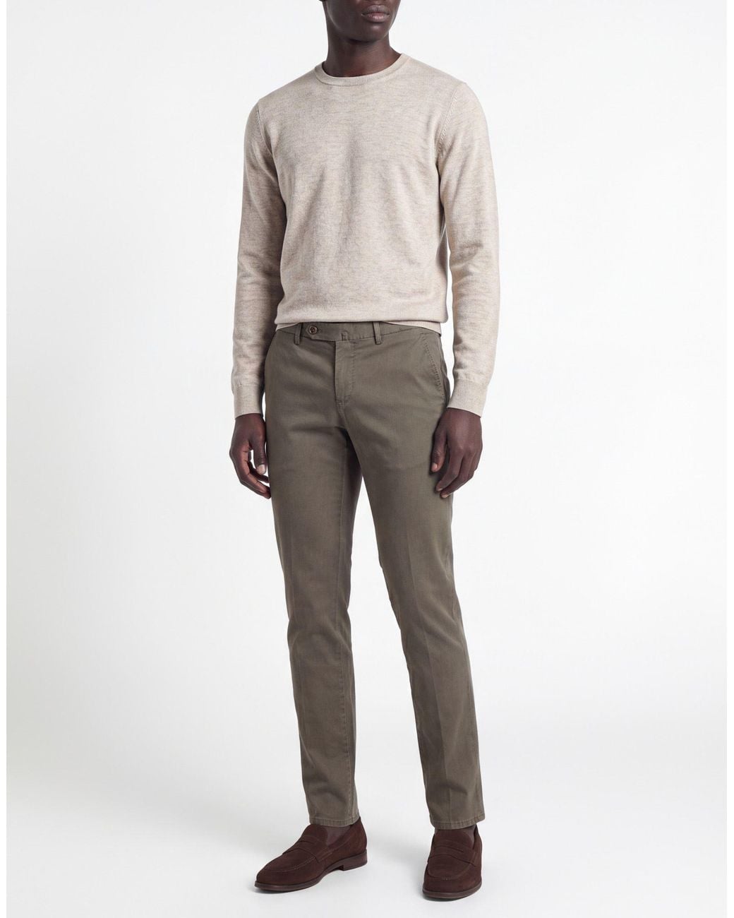 PT Torino Gray Military Pants Cotton, Elastane for men