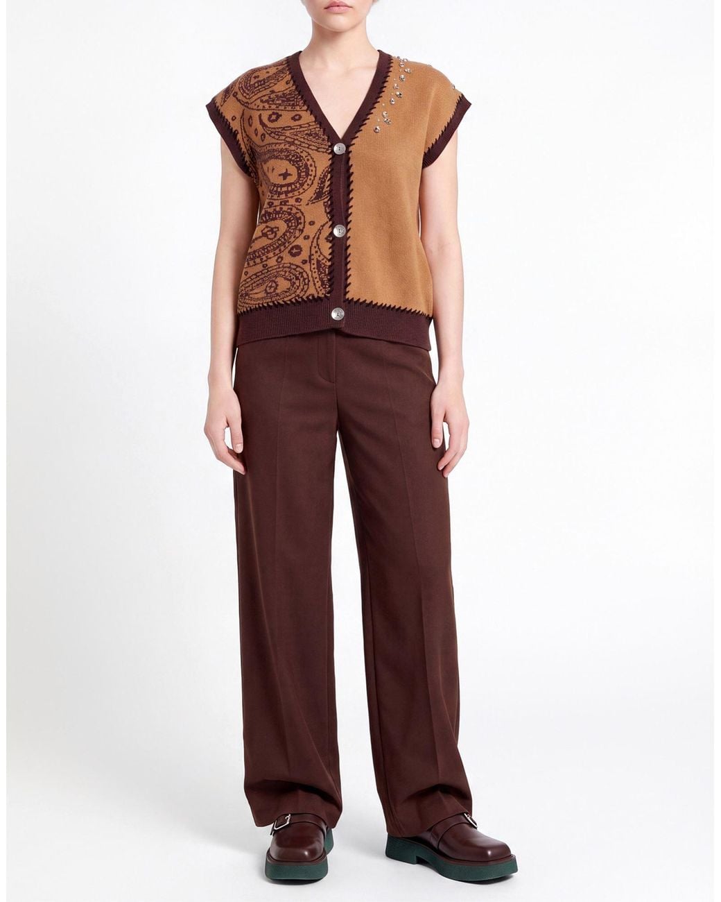 White Wise Brown Cardigan