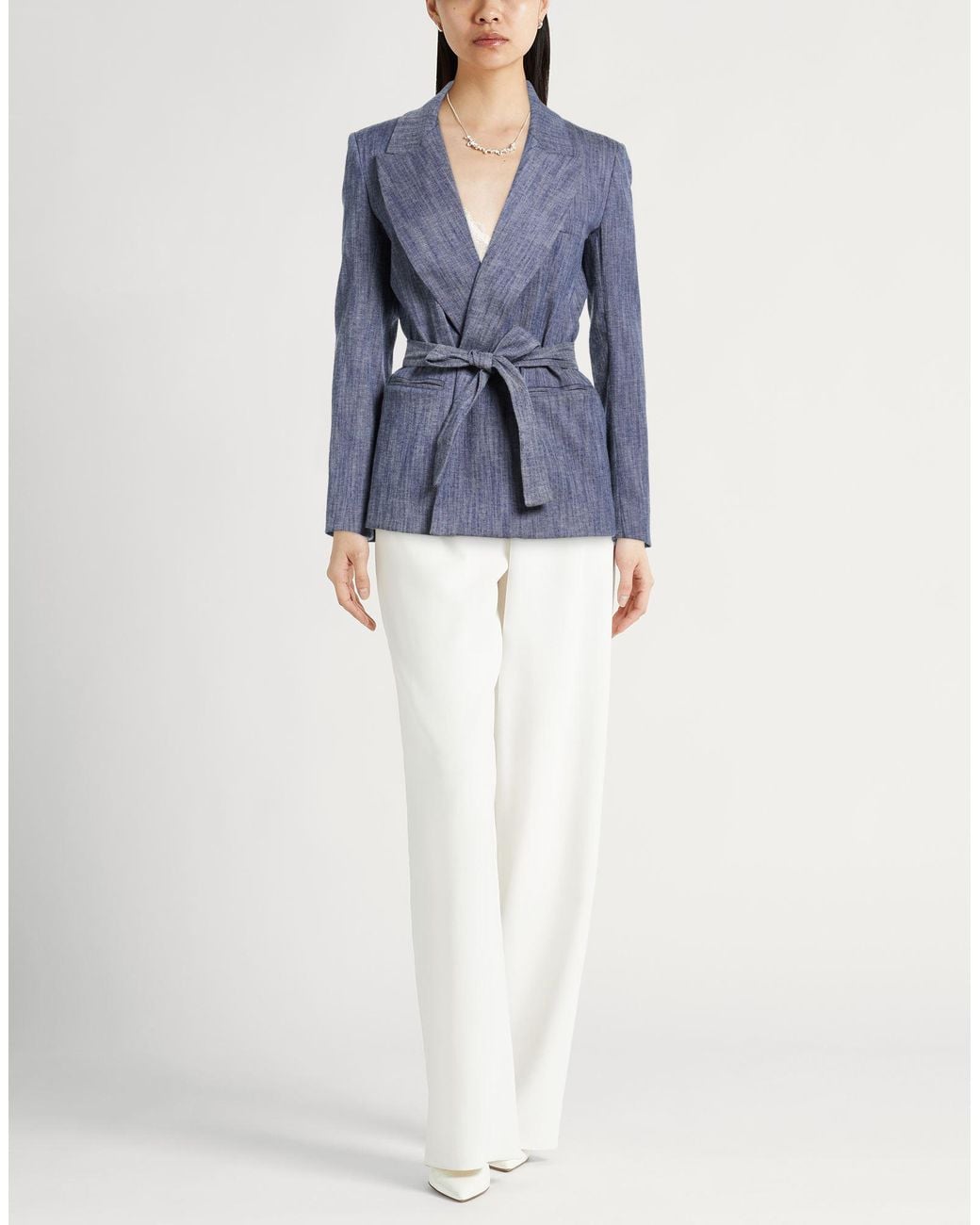 Liu Jo Blue Blazer Polyester, Cotton, Elastane