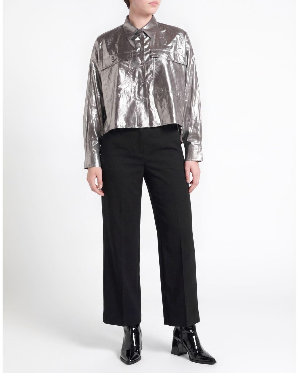 Weekend by Maxmara Black Shirt Cotton, Metal Fiber