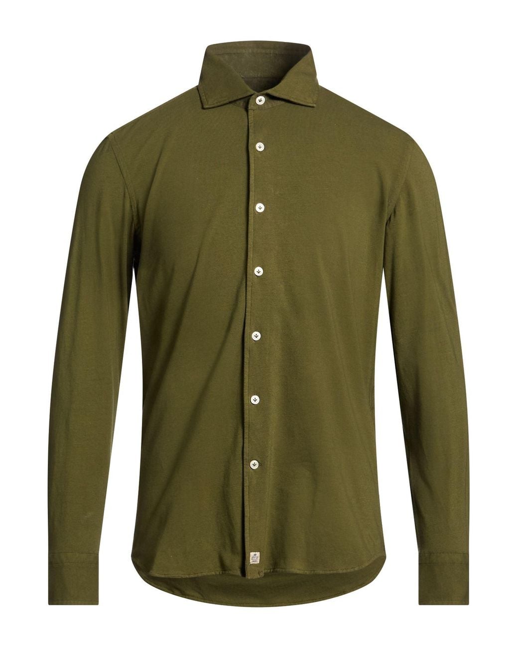 Sonrisa Green Military Shirt Cotton, Elastane for men
