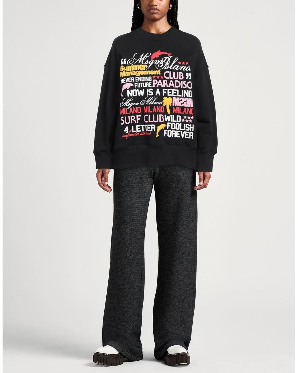 MSGM Black Sweatshirt Cotton