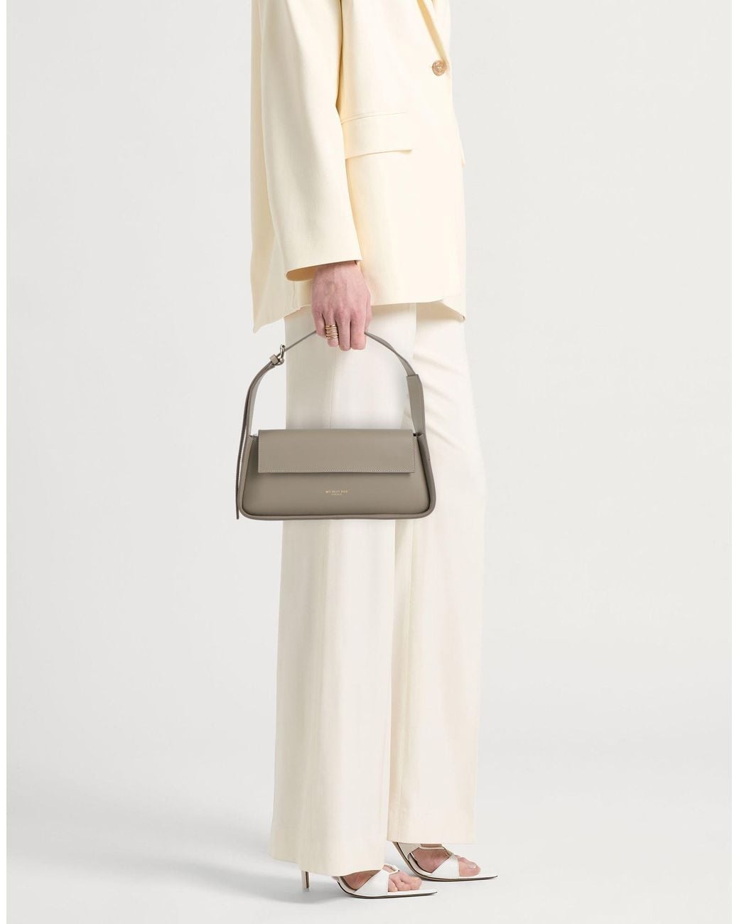 MY BEST BAG Gray Shoulder Bag Leather