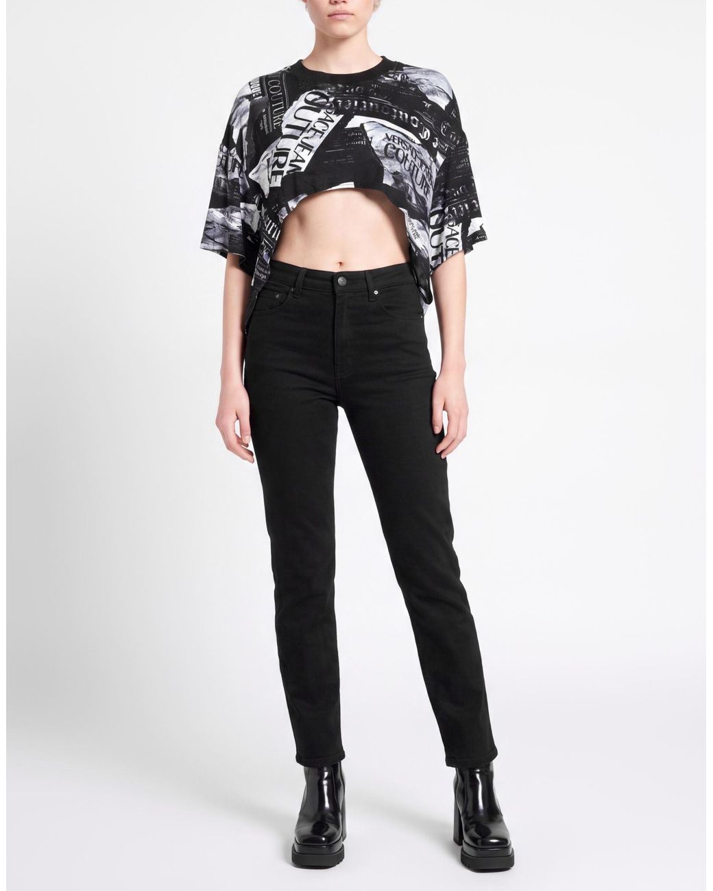 Versace Jeans Couture Black T-Shirt Viscose, Elastane, Cotton
