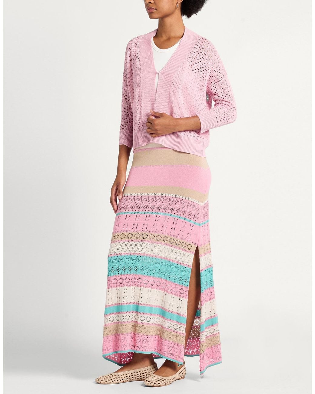 Akep Pink Maxi Skirt Viscose, Polyester
