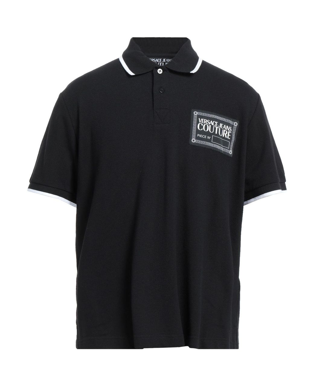 Versace Jeans Couture Black Polo Shirt Cotton, Polyester, Elastane for men