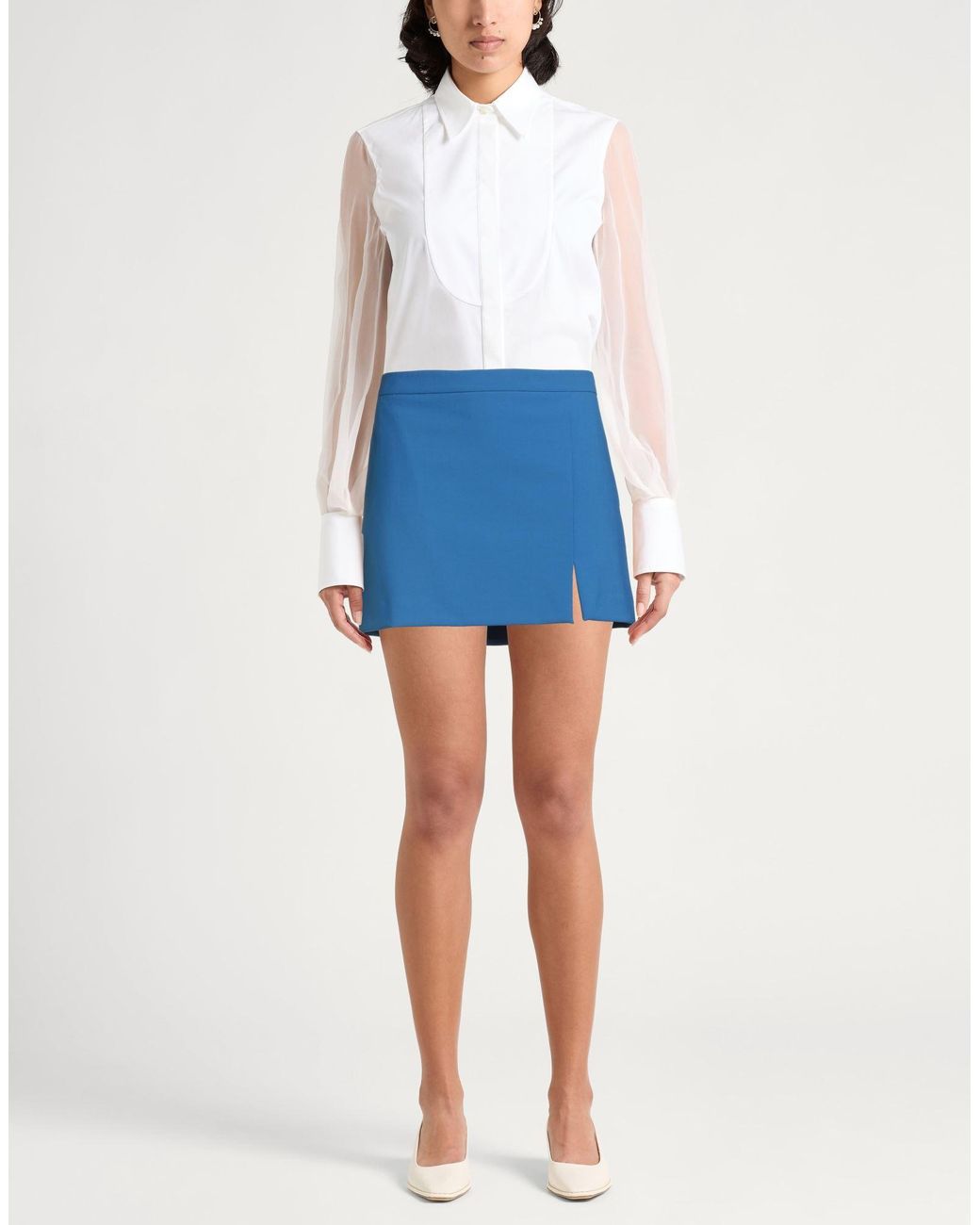 Jucca Blue Mini Skirt Polyester, Virgin Wool, Elastane