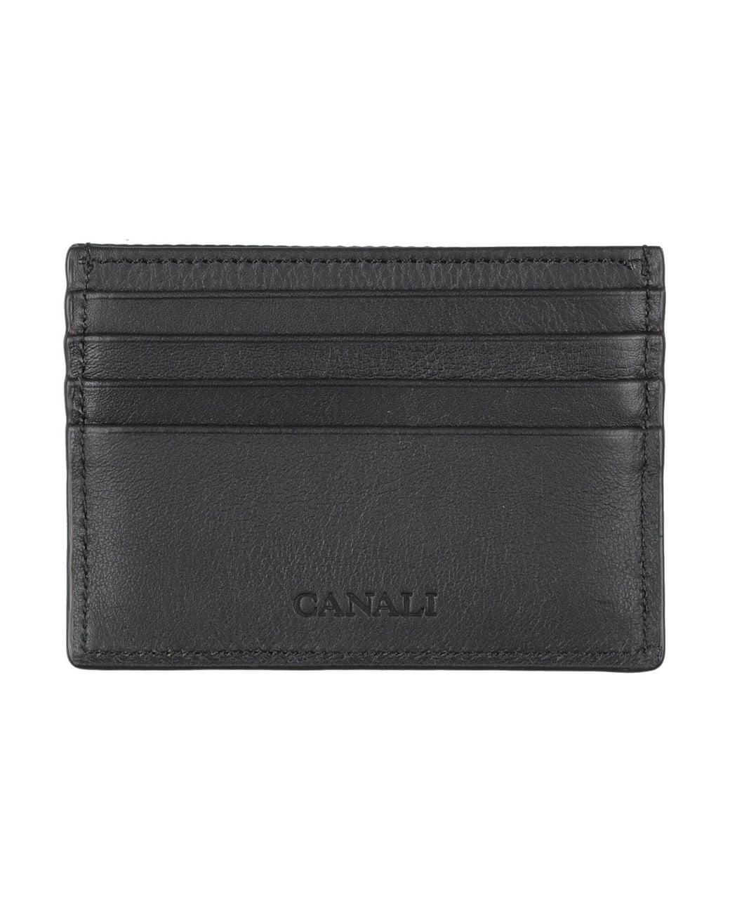 Canali Black Cardholder Leather for men