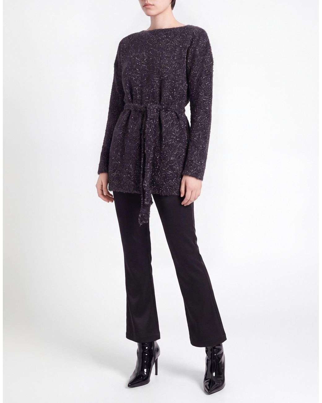 Semicouture Black Charcoal Sweater Polyester, Polyamide