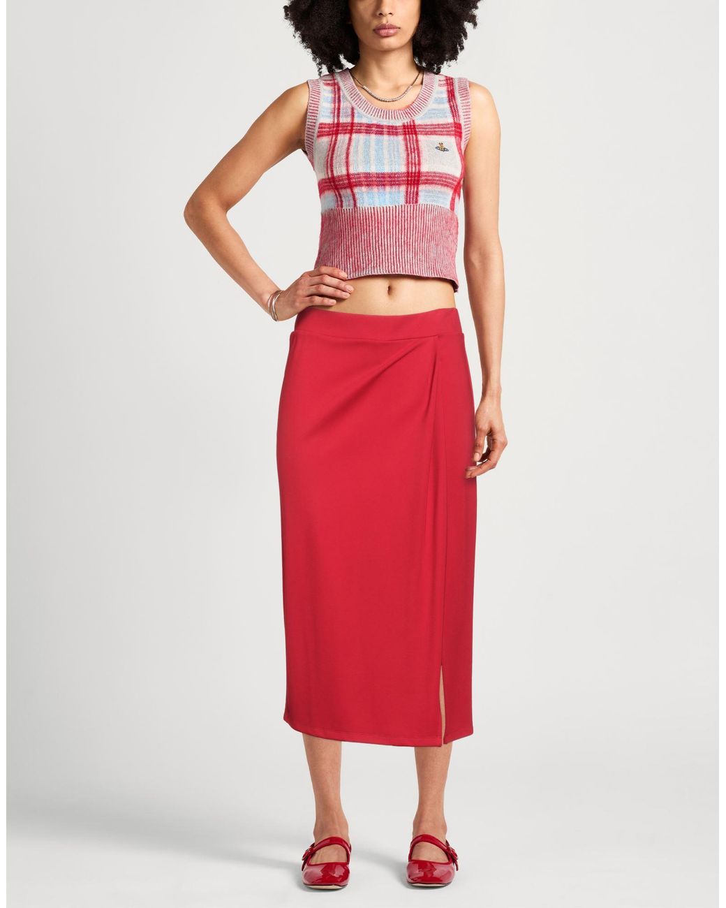 Caractere Red Midi Skirt