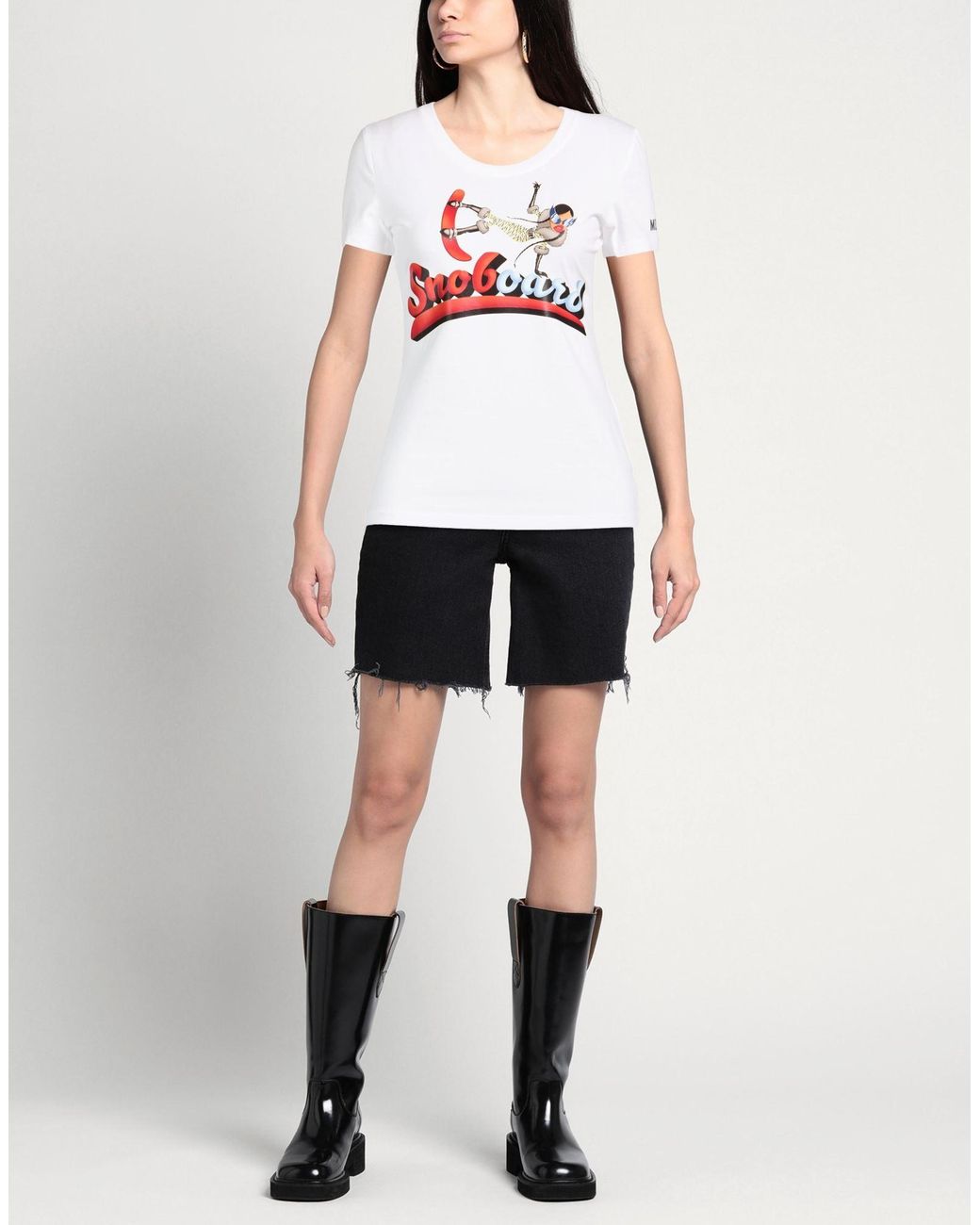 Love Moschino White T-Shirt Cotton, Elastane