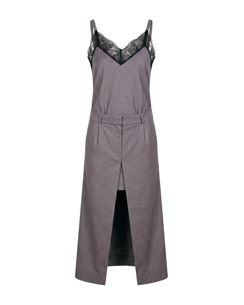 MEIMEIJ Gray Maxi Dress Cotton, Viscose, Elastane, Polyester