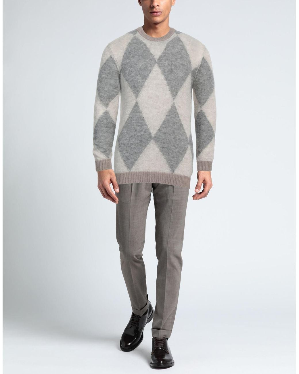 Alpha Studio Gray Taupe Sweater Mohair Wool, Polyamide, Polyester, Acrylic, Alpaca Wool for men