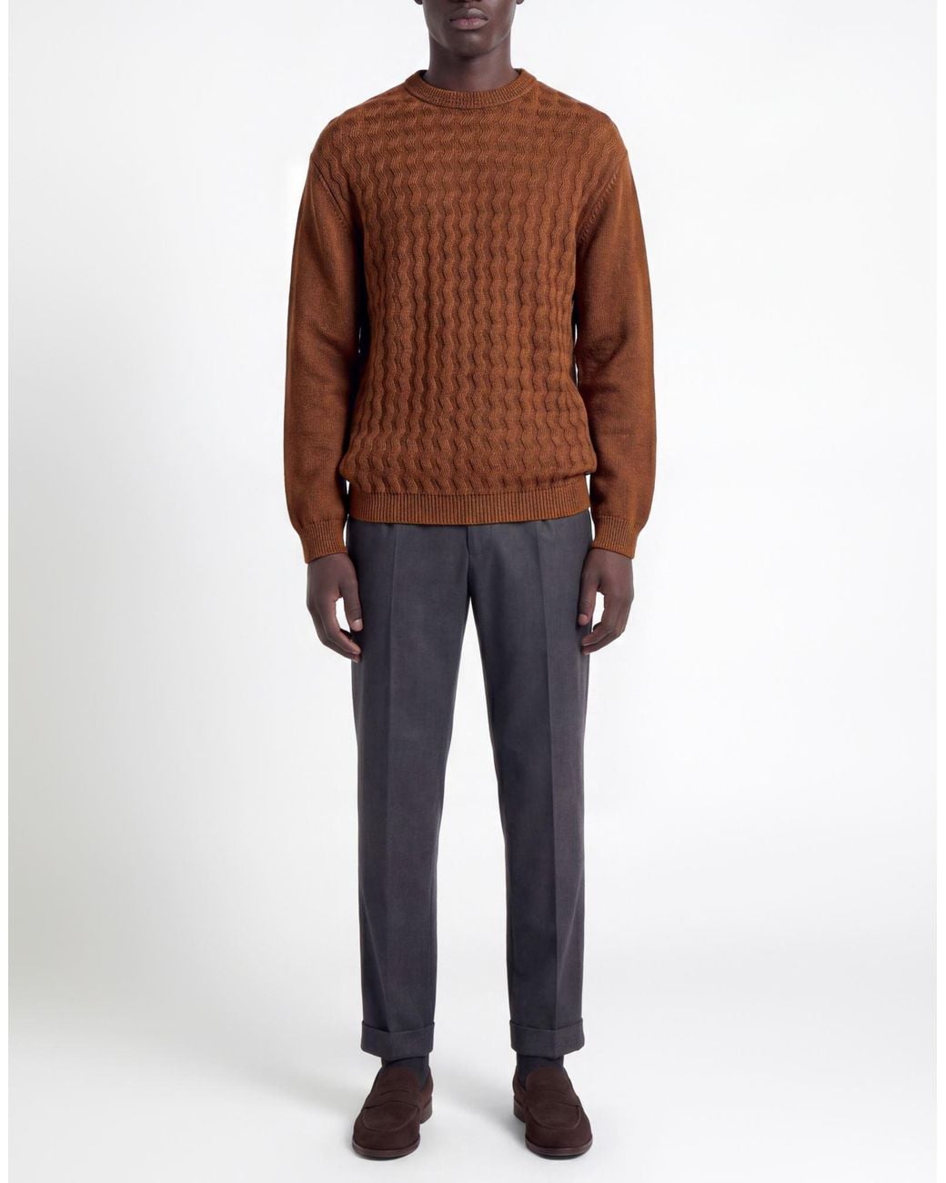 Daniele Fiesoli Brown Camel Sweater Merino Wool for men