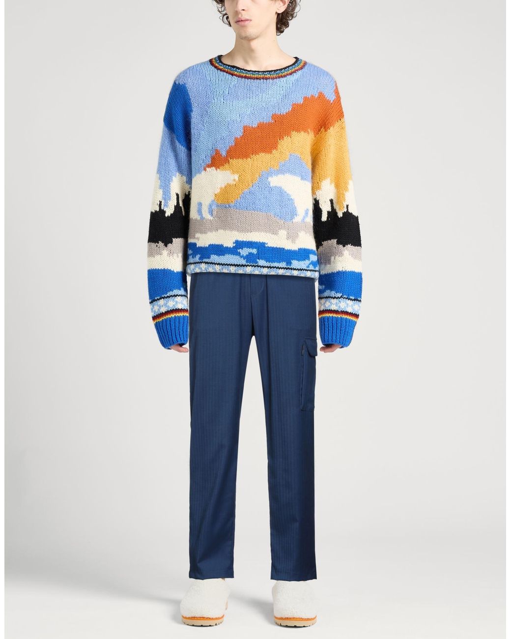 FAMILY FIRST Blue Pants Polyester, Viscose, Wool, Elastane for men