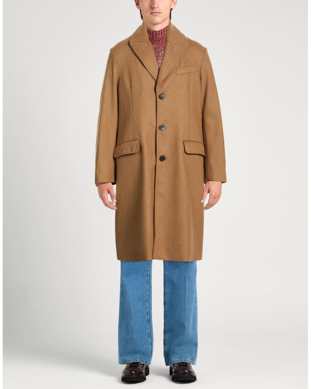 Messagerie Brown Camel Coat Virgin Wool, Polyamide, Wool for men