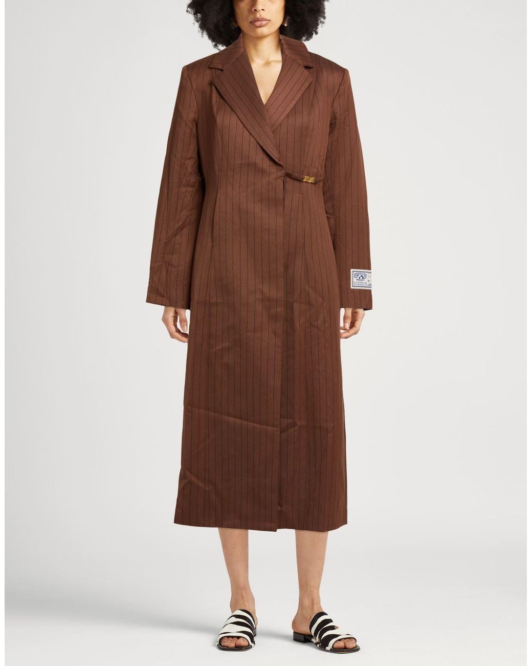 Gcds Brown Light Coat Polyester, Viscose, Elastane
