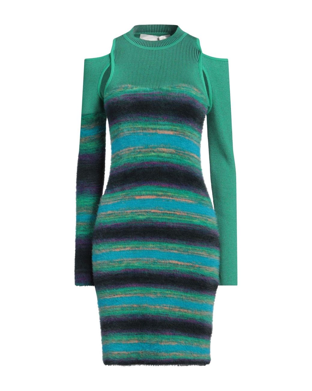 ANDERSSON BELL Green Mini Dress Rayon, Nylon, Polyester