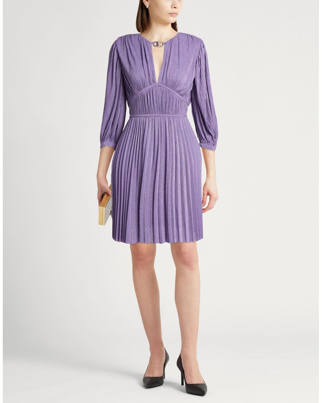 Liu Jo Purple Mini Dress Viscose, Polyamide, Metallic Polyester, Elastane