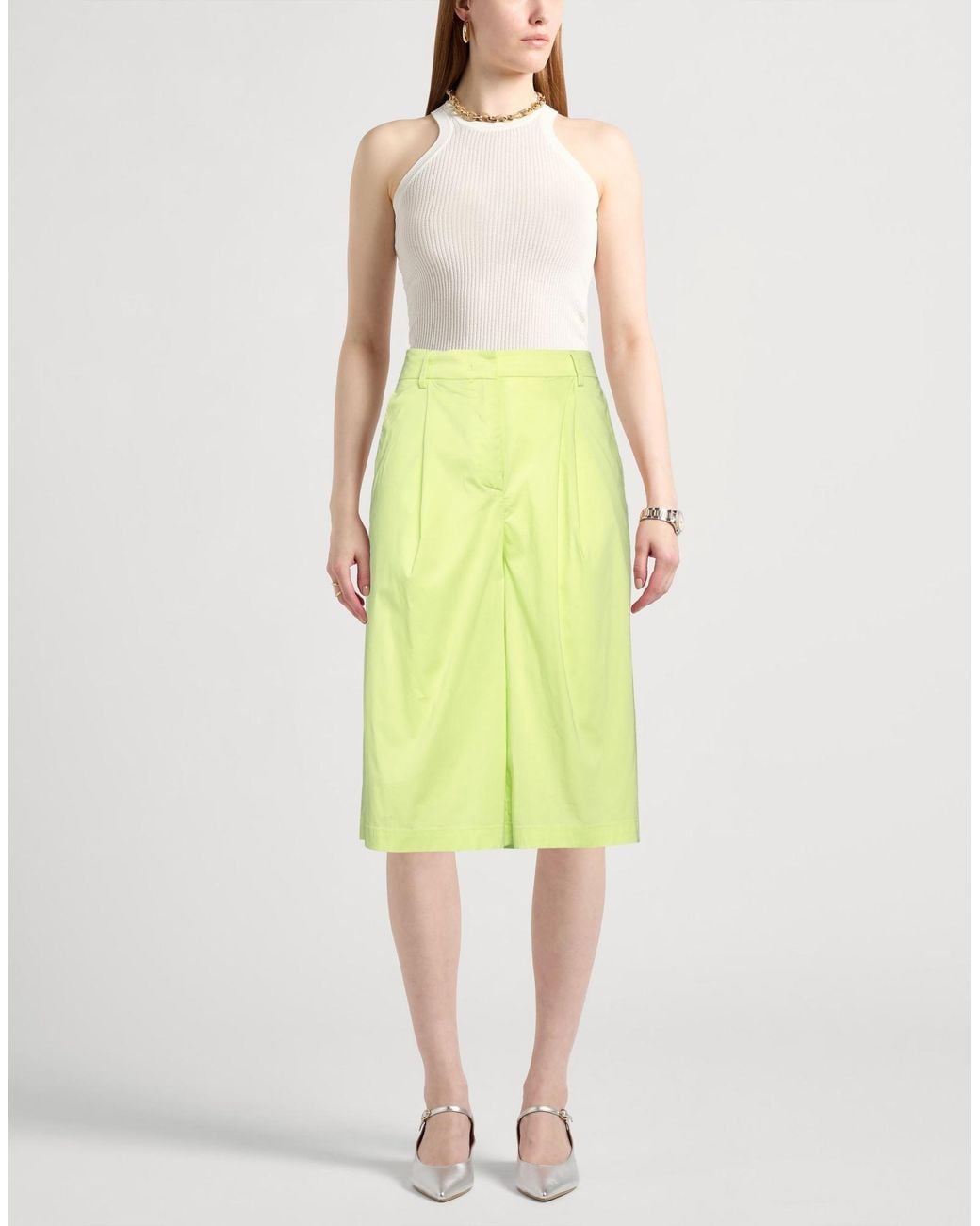 Liviana Conti Yellow Pants Cotton, Polyamide, Elastane