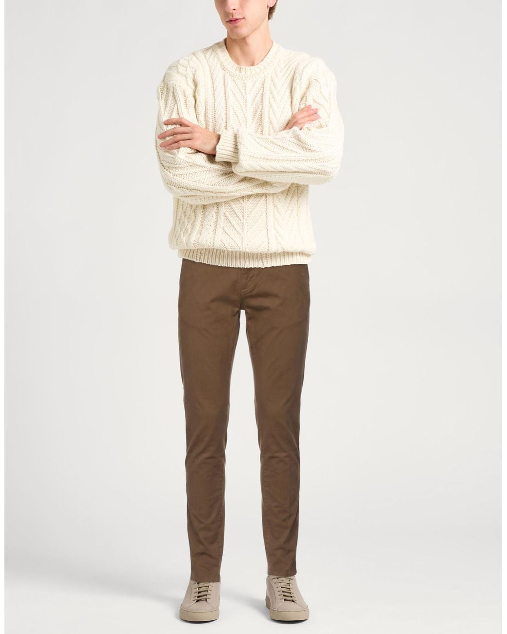 PT Torino Brown Pants Cotton, Elastane for men