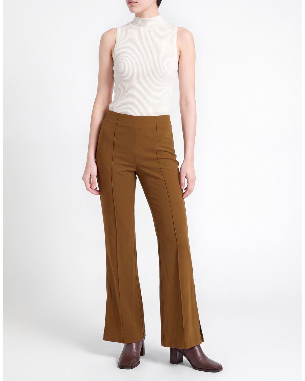 Erika Cavallini Semi Couture Brown Military Pants Viscose, Acetate