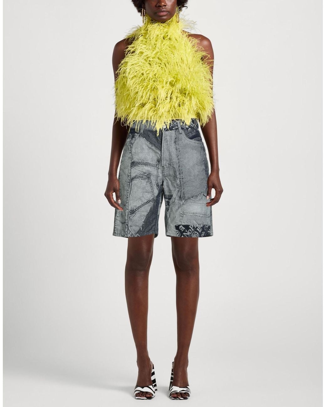 Aries Gray Denim Shorts Cotton