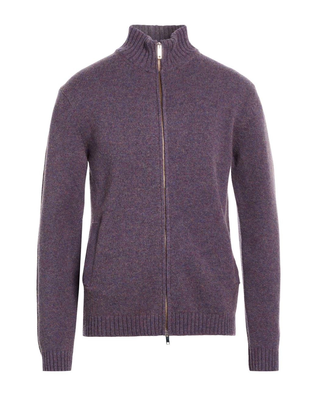 Daniele Fiesoli Purple Cardigan Merino Wool for men